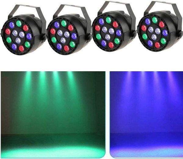 Set of 4 Stage Lights 7 Channel LED RGB Professional Stage Light for Bars Party Disco Show DJ Party Wedding Party Christmas Holiday Plug in