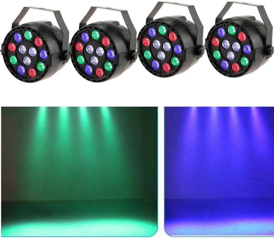 Set of 4 Stage Lights 7 Channel LED RGB Professional Stage Light for Bars Party Disco Show DJ Party Wedding Party Christmas Holiday Plug in