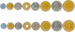 Set of 8 Spanish Coins. 1, 5, 10, 25, 50, 100, 200, 500 Pesetas. 1987-2001