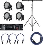 Showlite FLP-144 Set of 4x incl. DMX Controler Master Pro USB + Tripod + Cable
