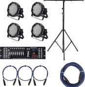 Showlite FLP-144 Set of 4x incl. DMX Controler Master Pro USB + Tripod + Cable