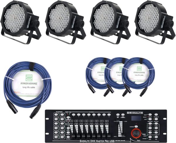 Showlite FLP-144W Set of 4 x + Showlite Master Pro USB + Cable