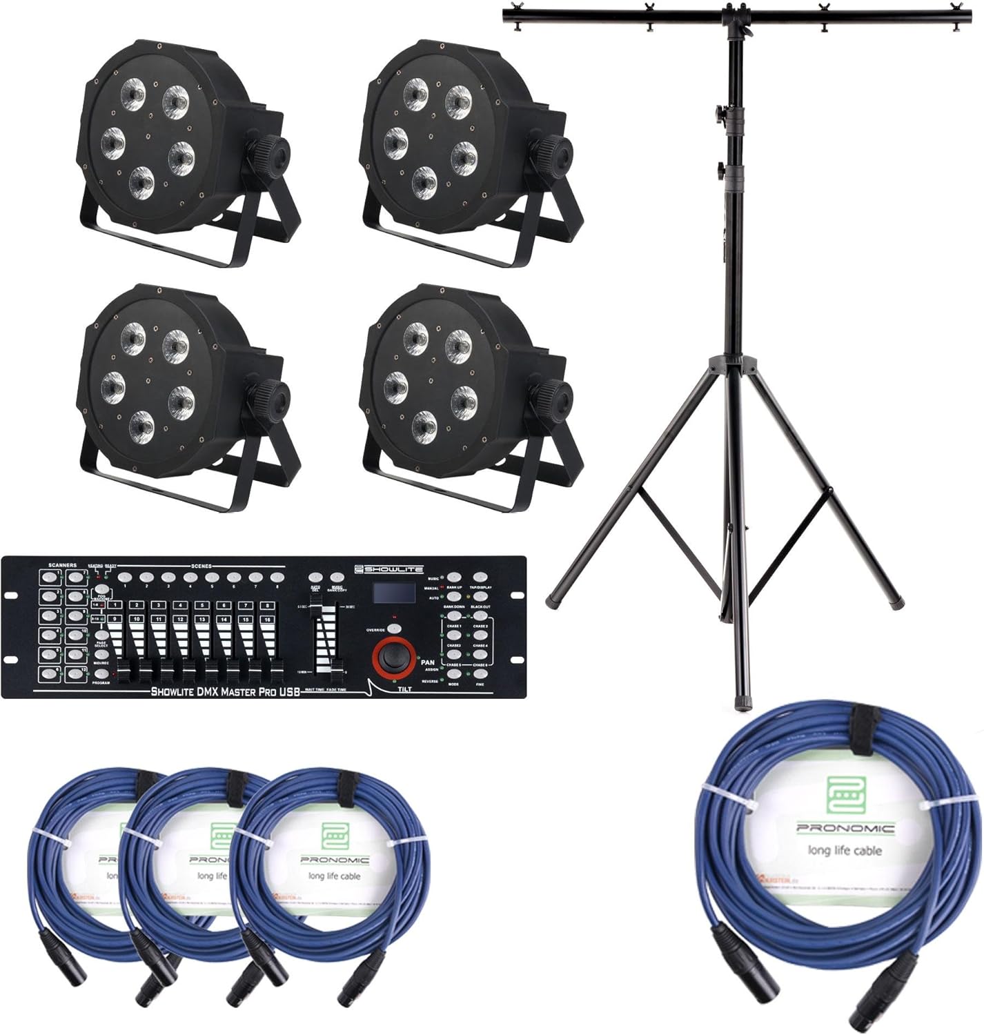 Showlite FLP-5 x 9W 4 x DMX Controller Master Pro Showlite FLP-5 x 9W 4 x DMX Controller Master Pro USB + Tripod + Cable