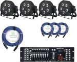 Showlite FLP-5 x 9W Scheinwerfer 4 x Set Including DMX Controller Master Pro USB + Cable