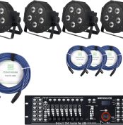 Showlite FLP-5 x 9W Scheinwerfer 4 x Set Including DMX Controller Master Pro USB + Cable