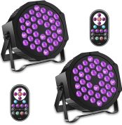 Stage Lights for Party Indoor, RGB LED PAR Lights, DJ Booth Lighting with Remote Control, DMX512 Control, Sound Activated, for Festival, Party, Event, Wedding, Bar,