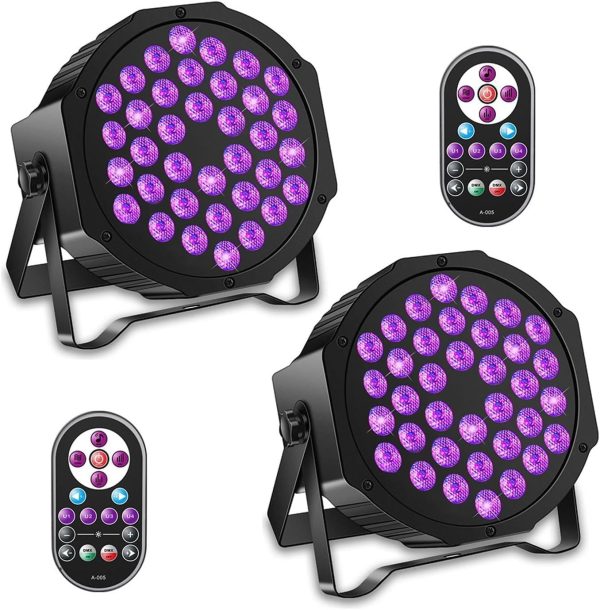 Stage Lights for Party Indoor, RGB LED PAR Lights, DJ Booth Lighting with Remote Control, DMX512 Control, Sound Activated, for Festival, Party, Event, Wedding, Bar,