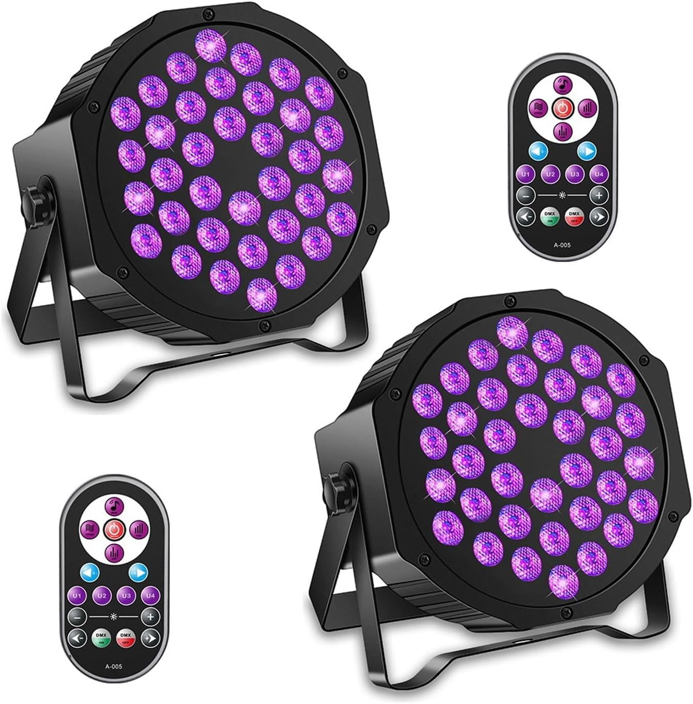 Stage Lights for Party Indoor, RGB LED PAR Lights, DJ Stage Lights for Party Indoor, RGB LED PAR Lights, DJ Booth Lighting with Remote Control, DMX512 Control, Sound Activated, for Festival, Party, Event, Wedding, Bar,