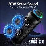 TIMU Bluetooth Speaker 5.4 Powerful, 30W Bluetooth Speakers with Bass 3.0 Boost, 8 RGB Changes, 30H Playback Bluetooth Speaker with TWS Pairing, IPX7 Waterproof, Supports Micro SD AUX - Imagen 2