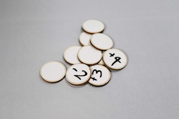 Tarjetas de madera de borrado en seco, fichas de 1 pulgada, reutilizables, paquete de 20