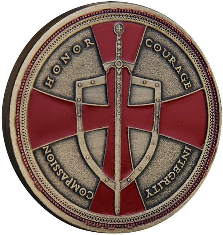 Templar Knight Coin, Cross Challenge Coin, Vintage Commemorative Coin, Ancient Collectible Coin for Home Decor - Imagen 2