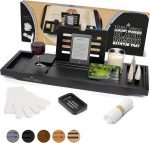 Temple Spring Bathroom Shelf, Bamboo Bath Tray, Extendable Bath Tray, Bath Accessories - Black