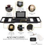 Temple Spring Bathroom Shelf, Bamboo Bath Tray, Extendable Bath Tray, Bath Accessories - Black - Imagen 2