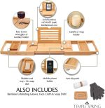 Temple Spring Bathroom Shelf, Bamboo Bath Tray, Extendable Bath Tray, Bath Accessories - Natural - Imagen 2