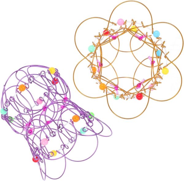 Toddmomy 2pcs Transformable Metal Hoop Toys Magic Loops for Kids Tricks Stress Wire Toy for Developing Imagination and Skills