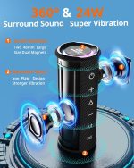 Tronsmart Mirtune C2 Bluetooth 5.3 Speaker, Powerful Portable Speaker with Colour LED Light, 24H Playback, IPX7 Waterproof, 360° Stereo Sound, App Control, Supports TF, SD, for Outdoor - Imagen 2