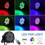 U`King 4 x RGB Par 36 LED Spotlights with Bag, 72 W Stage Lights with Remote Control and Sound Activation Mode, Disco Light for Parties Christmas DJ Bar - Imagen 2