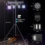 UKing 60W Stage Light with Stand, DMX-3/6/15CH 24pcs RGBW LED Par Headlight +8pcs RGBW Derby Disco Lighting for Party Churches Concerts Weddings Birthday Parties - Imagen 2