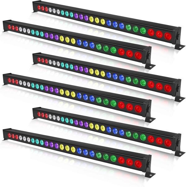 UKing LED Wall Wash Stage Light 24 x 3W RGB LED Stage Lights dmx 512 Strobe Lighting for DJ Disco Stage Spotlights, 6 PCS (No Remote Control)