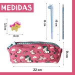 Unicorn School Pencil Case – Gift for Girls 6 7 8 9 Years – Stationery Set with Pencils, Rubber and Pens – Large Zip and Large Capacity – Original Birthday Unicorn Gift, pink, Pink - Imagen 2