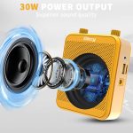 Voice Amplifier with Microphone Portable Public Address System 30W 2800mAh Rechargeable Battery for Teachers, Training, Meeting, Tour Guide (Yellow) - Imagen 2
