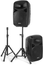 Vonyx VPS102A - Sound System 600W max (300W Output, 200W RMS), Bluetooth, USB, Rhythmic LEDs, Microphone, Remote Control and Stands Included for Events, Karaoke and Beginner DJs - Imagen 2