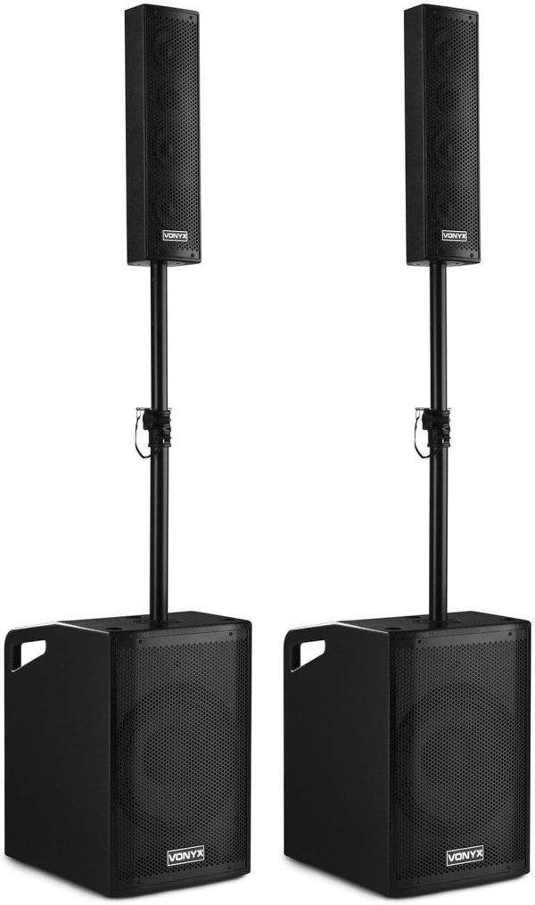 Vonyx VX1050BT Active Sound System 2.2 with Dual Subwoofer, 1150 W, Bluetooth, MP3, USB/SD, AUX, Microphone, Trolley Type and Cables | Ideal Triphonic Equipment for Parties and Mobile Events