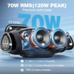 W-KING Powerful Bluetooth Speaker with Wireless Microphone, 120W Peak 70W, Waterproof Wireless Portable Speakers for Outdoors, Triple Passive Radiators/DSP/Power Bank/TF/AUX/EQ/Opener - Imagen 2