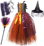 Witch Costume for Girls,Witch Costume for Girls,Sleeveless Tutu Witch Costume for Halloween | Fairytale Cosplay Costume, Trick or Treat Outfit for Girls, Boys and Toddlers