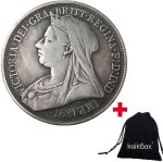 YunBest 1897 Antique UK Coin - Victoria Queen Coin - Antique UK Lucky Coin - Commemorative Coins - Discover the History + KaiKBax Bag - Imagen 2