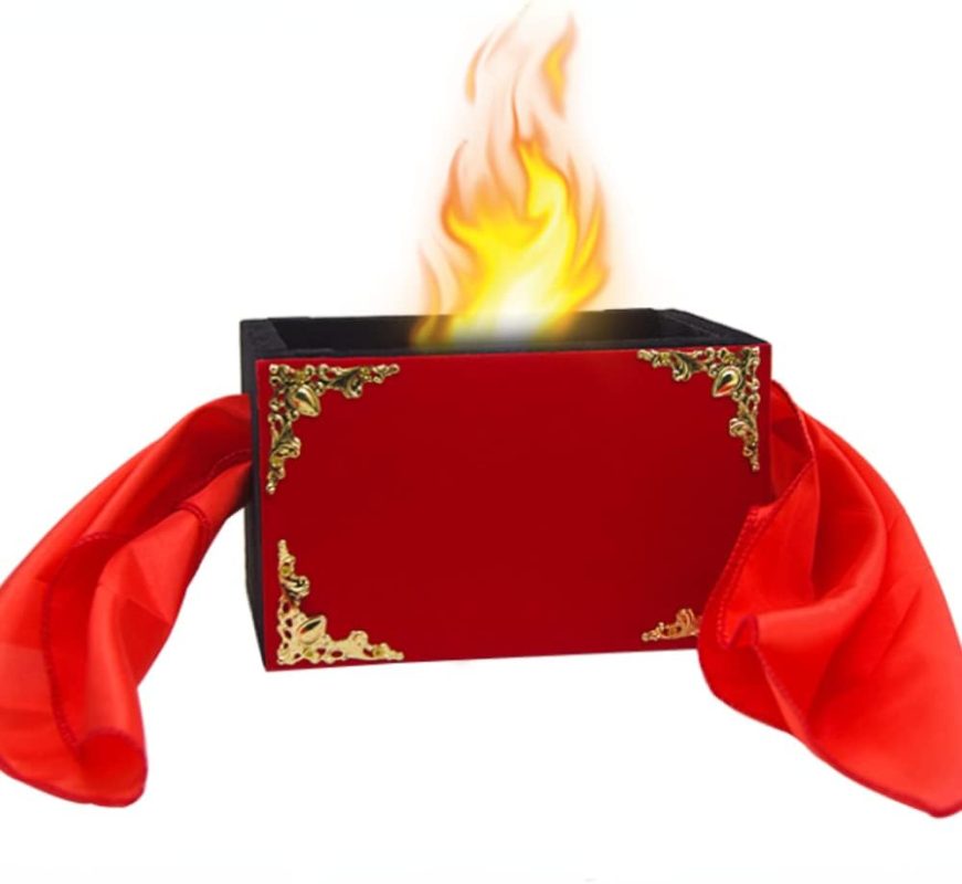 ZQION Seda a través de la caja de fuego, trucos mágicos, bufanda, appeairng, mago, escenario, ilusión de trucos divertidos