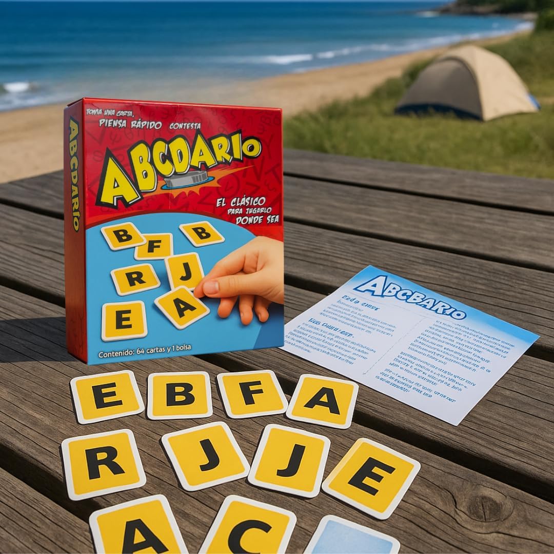 ¡BASTA! ABCDARIO Board Game | Portable Spanish Card Game for ¡BASTA! ABCDARIO Board Game | Portable Spanish Card Game for Travel | Quick Stop Board Game | Educational and Fun Game for Children and Adults | 64 Cards | 2-8 Players